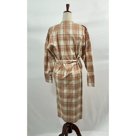 OROTON Sz 8 Plaid Check Wrap Long Sleeve Shirt Dress NWT Fall - Picture 4 of 7